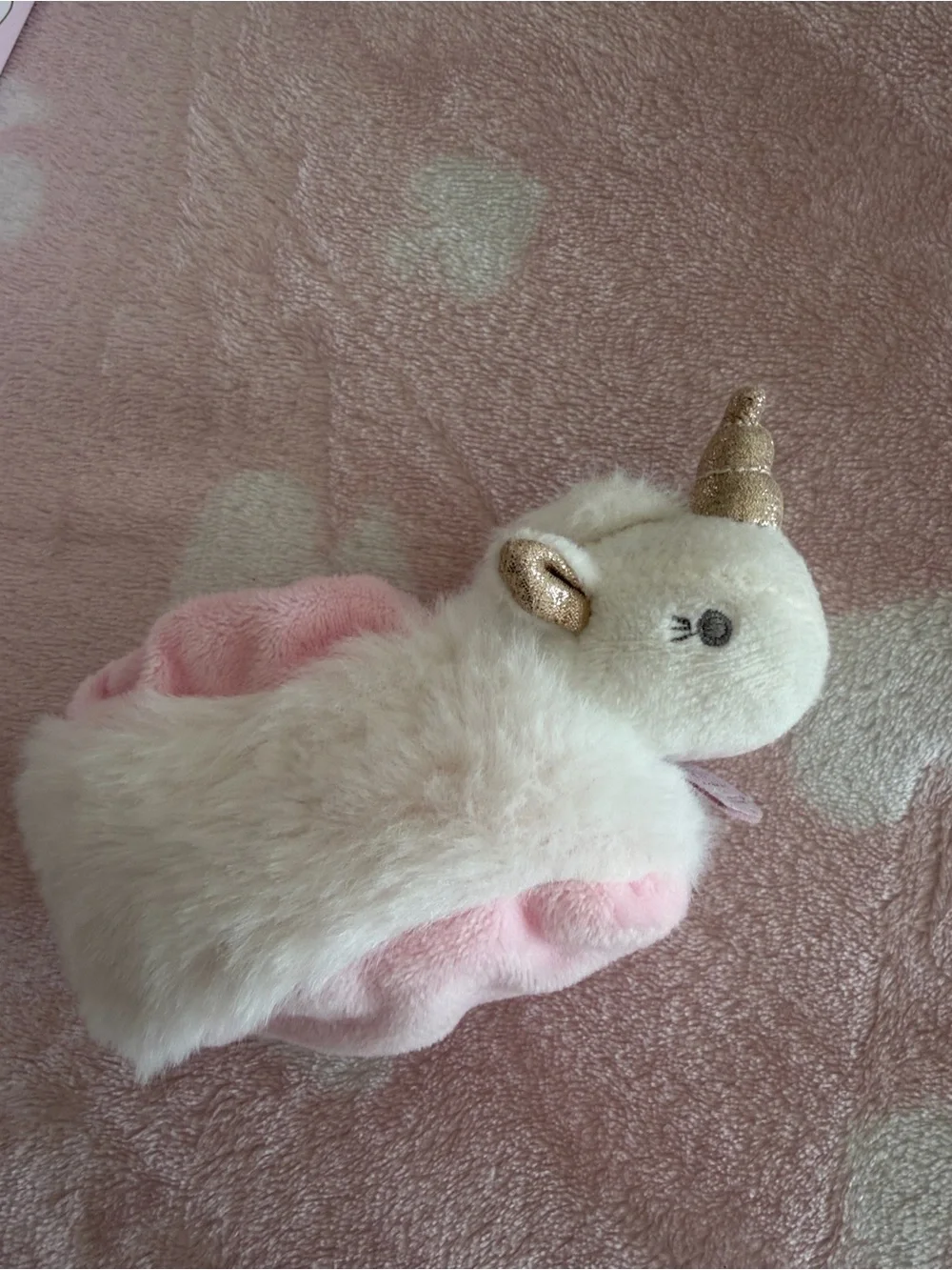 Doudou Compagnie Baby Unicorn Slippers - White with Pink